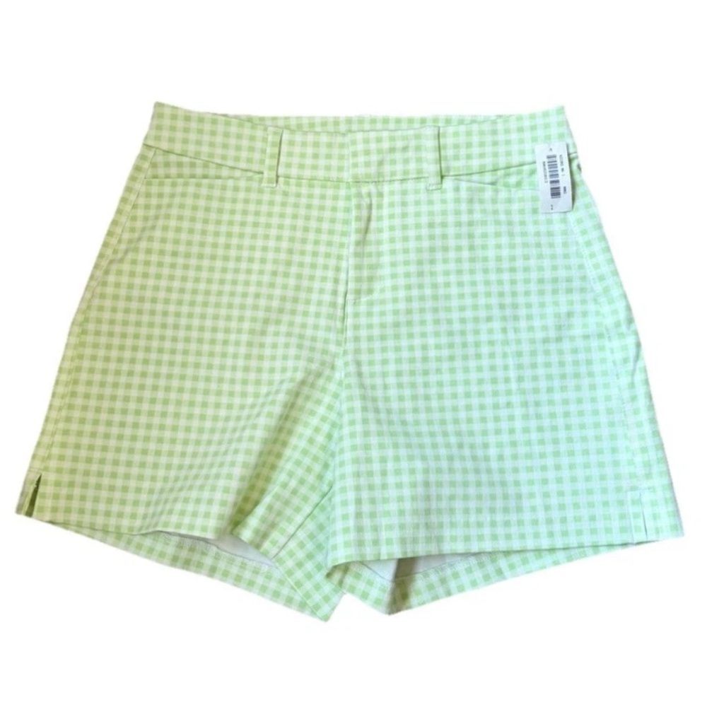 Old Navy Light Green Gingham High-Waist Shorts